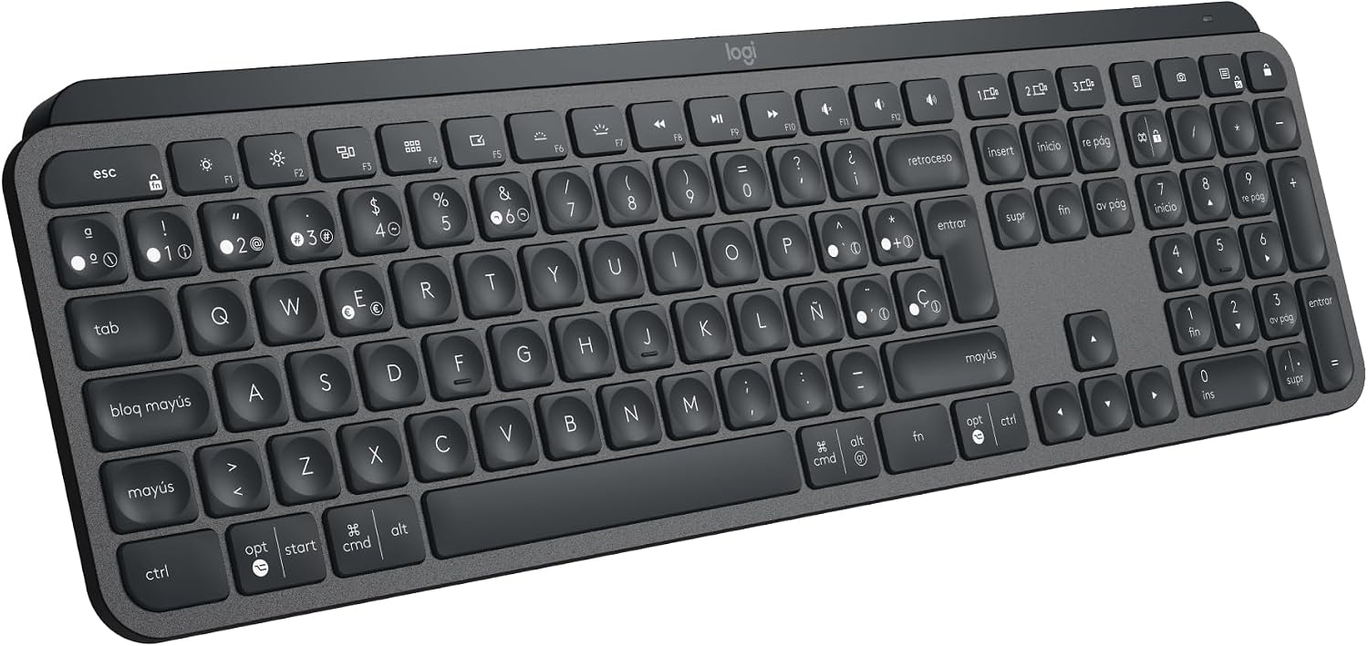 Logitech MX Keys S Wireless Keyboard, Low Profile, Precise Silent Writing, Programmable Keys, Lighting, Bluetooth, USB C Char