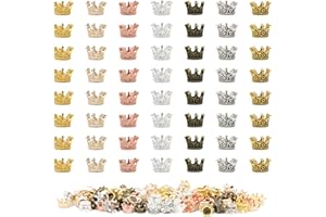 UTMACH 140 Pcs Mini Coronas Doradas 7 Colores Pequeño Coronas Doradas para Decoración Mini Abalorios de Corona de Aleación Mini Corona Manualidades para Pulsera Collar Artesanías Colgantes Haciendo