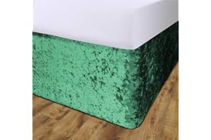 John Aird Crushed Velvet Elasticated Divan Bed Valance (Emerald Green, Double)