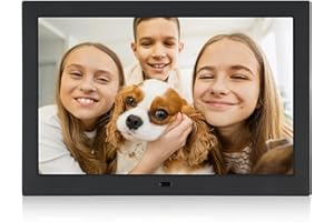 GSITUK 10 Zoll- elektronischer Bilderrahmen & 1280 x 800 hochauflösendes IPS-Breitbild-Display - Kalender-/Uhrfunktion, MP3-/Foto-/Video-Player mit Fernbedienung,Schwarz