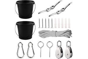 FUQUN Gardening Tool Set for Kids, Riemenscheibe mit Eimerkabel, für Kinder Kinder ist das perfekte Zubehör für das Baumhaus, das Spielhaus und den Kletterrahmen. (Farbe: Schwarz)