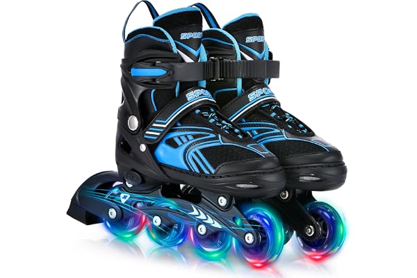 TOMSHOO Patins à roulettes en Ligne avec 4 Tailles Réglables, Roues LED, Plusieurs Options de Taille, Rollers en Ligne pour Enfants, Garçons et Filles, Adolescents
