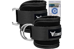 TENINE Fußschlaufen Gepolstert für Fitness Training am Kabelzug - für Frauen und Männer, (2 Stück) Set für Kabelzug & Dein Po Training Beintrainer Einstellbar für jedes Workout mit Kühltuch