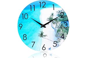 CROSSTIME 35cm Large Garden Clocks Outdoor Waterproof - Beach Coastal Nautical Indoor Outdoor Wall Clocks for Garden Patio Pool Bathroom Home Decor- Blue 14 Inch