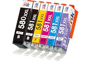 Starink PGI-580XXL CLI-581XXL Kompatibel für Canon PGI-580 CLI-581 PGI 580xl CLI 581xl Druckerpatronen für Canon Pixma TS8150 TS8151 TS8152 TS9150 TS9155 TS8250 TS8251 TS8252 TS8350 Drucker 6er-Pack