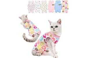 Komate Gilet de Récupération de Chat Chien Chiot après la Chirurgie Porter Combinaison de récupération pour Animaux E Collier Alternative Plaies Abdominales Maladies de la Peau (M, Donut)