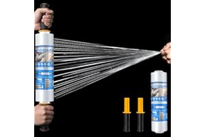 Origuuds Stretch Film, 20 µm Stretch Wrap with Handles, Industrial Strength Plastic Wrap for Moving, Pallet Wrap, Packing, Furniture Wrapping, Luggage (Clear/38CM x 300 M, 1 Roll)