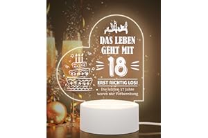 ‎WEEYIN Geschenk 18. Geburtstag Mädchen, Geschenke zum 18 Geburtstag Frau, Geschenkideen 18 Geburtstag Mädchen Geschenk Acryl Nachtlicht, 18 Jährige Geburtstag Geschenke für Tochter Sohn Freund Schwester