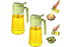 JOKISA 2 Piezas 450ml 2 en 1 Dispensador de Aceite y Pulverizador de Aceite, Vertedor Dispensador de Aceite de Oliva para, Cocina, Cocinar,Freidora de Aire,Ensalada, Barbacoa