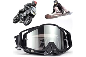 Yoihuqi Gafas Esquí, Gafas Moto Polvo, Gafas Snowboard Espejo, Dirt Bike Off-Road Goggles, Prueba Viento a Prueba de Polvo Gafas, para Bicicletas Montaña, Esquís o Cascos Abiertos