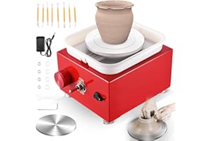 Pottery Wheel, Helangel Mini Pottery Wheel with Strong Motor 2000RPM Adjustable Speed, Potters Wheel with 10/6.5cm Plates and Sculpting Tools, Ceramic Pottery Tools Pottery Kit for Kids and Adults