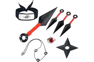 I3C Anime Cosplay Accessoires Halloween Ninja Costume Jouets - Bandeau Anti-Konoha, Bague Akatsuki ZHU, Collier Itachi, Déguisement Shinobi pour Hommes, Femmes