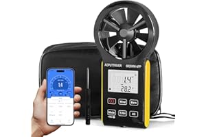 AOPUTTRIVER 6000WM-APP Handheld Windmesser Digitaler Anemometer, CFM Anemometer mit Temperatur (°C/°F), 5 Einheiten, Windgeschwindigkeits-, Luftvolumen- und Temperaturmessung für HVAC, Schifffahrt