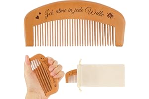 BOOMTOP Geburtskamm Wehenkamm Holz Schwangerschaft Geschenk Holzkamm Wehen- und Entbindungsutensilien Deutsch Ich atme in jede Welle für Schwangere Werdende Mütter mit Stoffbeutel