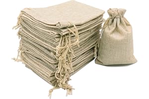 YUNSHANGHE Lot de 30 petits sacs en toile de jute 10 x 15 cm - Sacs à bijoux avec cordon de serrage - Sacs en lin pour lavande, cadeaux de mariage, cadeaux de Noël