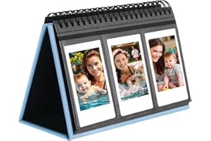 RUIBYTREE Álbum de Fotos de Escritorio Mini con 96 Bolsillos para la Cámara Instantánea Fujifilm Instax Mini 12/11/9/40/EVO, Compatible con Películas Polaroid Z2300/PIC - 300P/Z2300/Snap (Azul)