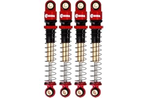 INJORA RC Amortiguador 43mm Roscado Tele Choques RC Coche Shocks para 1/24 RC Crawler Axial SCX24 AXI90081 Deadbolt Bronco Gladiator Micro Crawler Upgrade Parts（Rojo）