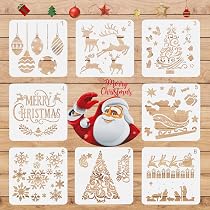 60 Pochoirs De Noël Réutilisables - Motifs Flocons De Neige, Père Noël, Sapins - Pour Peinture, Décorations DIY - Taille 7,6 X 7,6 Cm - 5
