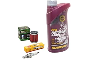 MVH BOCKAUF Maintenance Pack Oil 1L + Oil Filter + Spark Plug for Yamaha WR 125 R WR 125 X WR125 DE071 DE072 Year 2009-2017