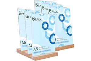 BORDEAG Présentoir de Table A5: 6 Pièces Porte Affiche A5, Porte Menu Transparente Acrylique, Présentoir A5, Chevalet de Table, Porte Menu Restaurant, Porte Presentoir pour Menu Mariage, Café, Cadre Photo