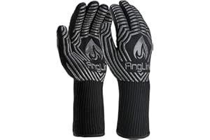 AngLink GrillHandschuhe 800 °C Grill BBQ Handschuhe Hitzebeständig Grillhandschuh für Backofen Kochen Oven Schweißen Outdoor