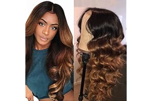 Weeybay Parrucca Donna Capelli Veri Umani Body Wave 4X4 Human Hair Wig 150% Density #1b/30 Black to Brown Wig Black to Brown Color Real Unprocessed Virgin Hair Parrucche 20 Inch