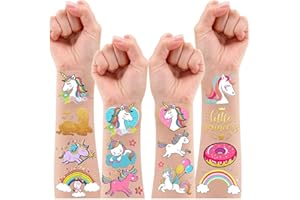 Leesgel Unicorns Birthday Party Supplies - 30 Styles Glitter Temporary Tattoos for Kids, Girls Party Decorations, Games, Prizes, Toys, Favours
