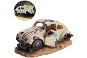 Pssopp Resina De Simulación Duradera Decoraciones De Acuario De Coches Refugio De Automóviles Dañado por Simulación Fish Tank Aquarium Adornos Decoración Adornos De Acuario