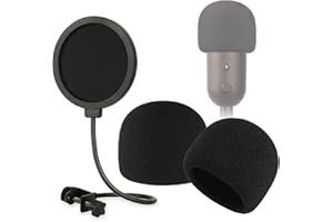 Rigych Microfono Filtro Anti-Pop per Razer Seiren V2 X con Spugna Filtro Antipop, Professionale Microfono Pop Filter con un Braccio Stabilizzatore a Clip a Collo D'oca Flessibile a 360°