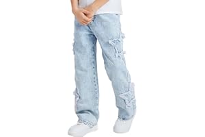 SEAUR Boys Jeans Wide Leg Denim Pant Loose Trousers