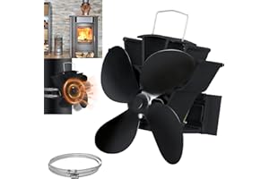 Yznahre Fireplace Fan, Stove Fan, Without Power, Fireplace Fan, 4 Blades, Heat Operated, Quiet Energy Saving, Fireplace Fan with Metal Combination Strap, Stove Fan for Fireplace