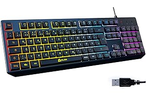 ‎KLIM KLIM Chroma Gaming Tastatur QWERTZ DEUTSCH – USB Kabel, RGB Beleuchtung, Leise & Langlebig, Ergonomisch, Wasserdicht – Gamer Tastatur für PC, Mac, PS5, PS4 – Schwarz