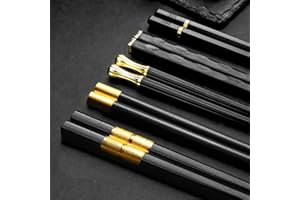 LONELY HIGH HEELS Pałeczki wielokrotnego użytku, 5 par pałeczek z włókna szklanego, zestaw japońskich chińskich pałeczek, antypoślizgowe, nadają się do mycia w zmywarce, do makaronu sushi, ryżu, czarny, 24 cm