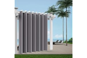 Comlax Outdoor Vorhänge mit Ösen Wasserdicht, 254x245cm Extra Breit Grau Outdoor Vorhang Pavillon Sichtschutz Schutz Für Veranda/Pergola/Garten/Schiebetür/Pavillon, 1 Stück