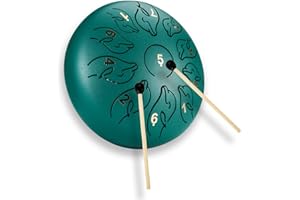 YUENGJGI Tongue Drum,Tamburo in Acciaio,6 Pollici 11 Toni Tamburo Tamburo per Lingua Handpan,Steel Tongue Drum per la Meditazione Yoga Terapia del Suono -Verde