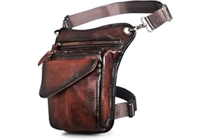 Le'aokuu Mens en Cuir Authentique en Cuir randonnée à la Taille de la Taille de la Taille de la Hanche Bum Pack Drop Leg 211-3