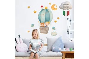 kina - Adesivo Murale Bambini Decorazione Parete Cameretta R00525 - Eco-Tessuto, Ecologico Anallergico, Riposizionabile, Effetto Carezza, Asilo Nido - Grafica Piccolo Principe e Misura 80x30 cm