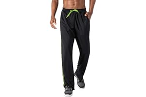 KEFITEVD Herren Leichte Jogginghose mit Zip-Taschen Offen Beinabschluss Trainingshose Meshgewebe Lange Atmungsaktiv Sporthose Weich Sweathose
