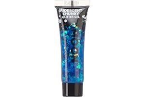 Iridescent Chunky Face & Body Glitter Gel by Moon Glitter - Blue - Cosmetic Festival Glitter Face Paint for Face, Body, Hair, Nails - 12ml