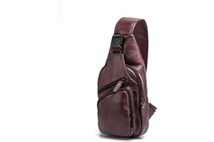 Le'aokuu Uomini Vera Pelle Borsa da Petto Moda Casual Escursionismo di Viaggio Borsa a Tracolla Borsa per Tracolla Rig One 8015