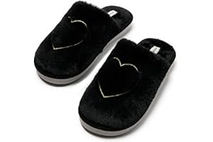 JOMIX Zimowe kapcie damskie pluszowe miękkie ciepłe kapcie domowe haftowane serce