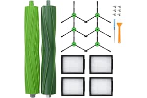 ‎LOVECO LOVECO 12 Stück Ersatzteile Kompatibel für iRobot Roomba i7 i7+ j7 j7+ E5 E6 E7 i8 i6 i5 i4 i3 i2 i1 j8 j6 j5 and Plus Version, 1 Satz Gummibürsten, 4 Hochleistungs Filter, 6 Seitenbürsten