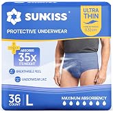 SUNKISS Men's Ultrafine Adult Diapers L, Blue, 36 Units | Ultra-thin with quick absorption, anti-leak protection and odor con