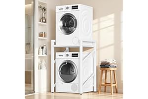 CUPCHID Waschmaschinenregal (74x64x114CM), Tragkraft 350kg/770lbs Waschmaschinenschrank, 3 Dreistufig Höhenverstellbar (99/95/108CM) Regal über Waschmaschinen, Verbindungsset für Waschmaschine und Trockner