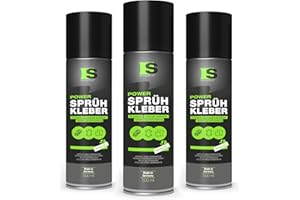 Spraytive 3 adesivi spray Power da 500 ml: per tessuti, tessuto non tessuto, schiuma, pelle, baldacchino, moquette, carta e molto altro ancora – Forte adesione permanente con regolazione variabile