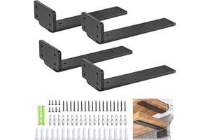 WELDUN 4 Stücke Regalhalterung Regalträger 6 Inch, Schwerlast L Regalwinkel für die Wandmontage, Tragkraft 75 KG, Schwarz