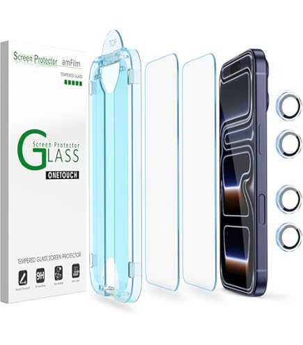 Protecteur écran Verre Trempé IPhone 17 Pro – 2 Pièces + 2 Protecteurs Caméra, Dureté 9H, Anti-rayures, Facile à Poser