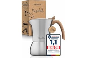 ‎MORGENHELD Morgenheld FLOW Premium Espressokocher aus Edelstahl 4 Tassen 200ml Induktion Espressokanne Espressomaker für zu Hause und Camping Mokkakocher für alle Herdarten induktionsgeeignet BPA-frei nachhaltig