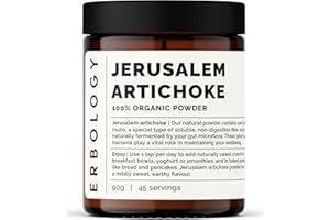 Erbology Organic Jerusalem Artichoke Powder 90g - 45 Servings - Over 50% Prebiotic Inulin - Supports Gut Health and Promotes Diverse Microbiome - Sustainably Sourced in Europe - Vegan - Gluten-Free
