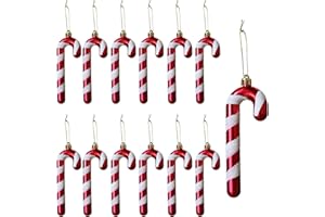 Herzwild 12 sztuk ozdób choinkowych, laski cukrowe do zawieszenia, dekoracja bożonarodzeniowa, zawieszka, laska cukrowa, ornamenty (biało-czerwone)